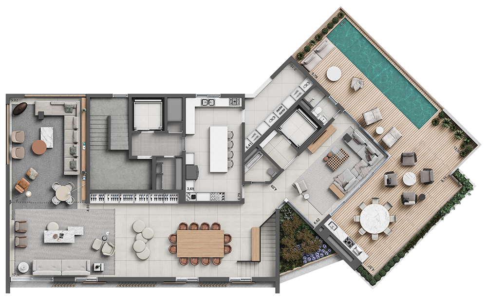 Cobertura 663m² Planta Superior